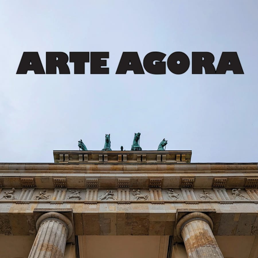 Image of the Brandenburg Gate looking up from the embassy side.